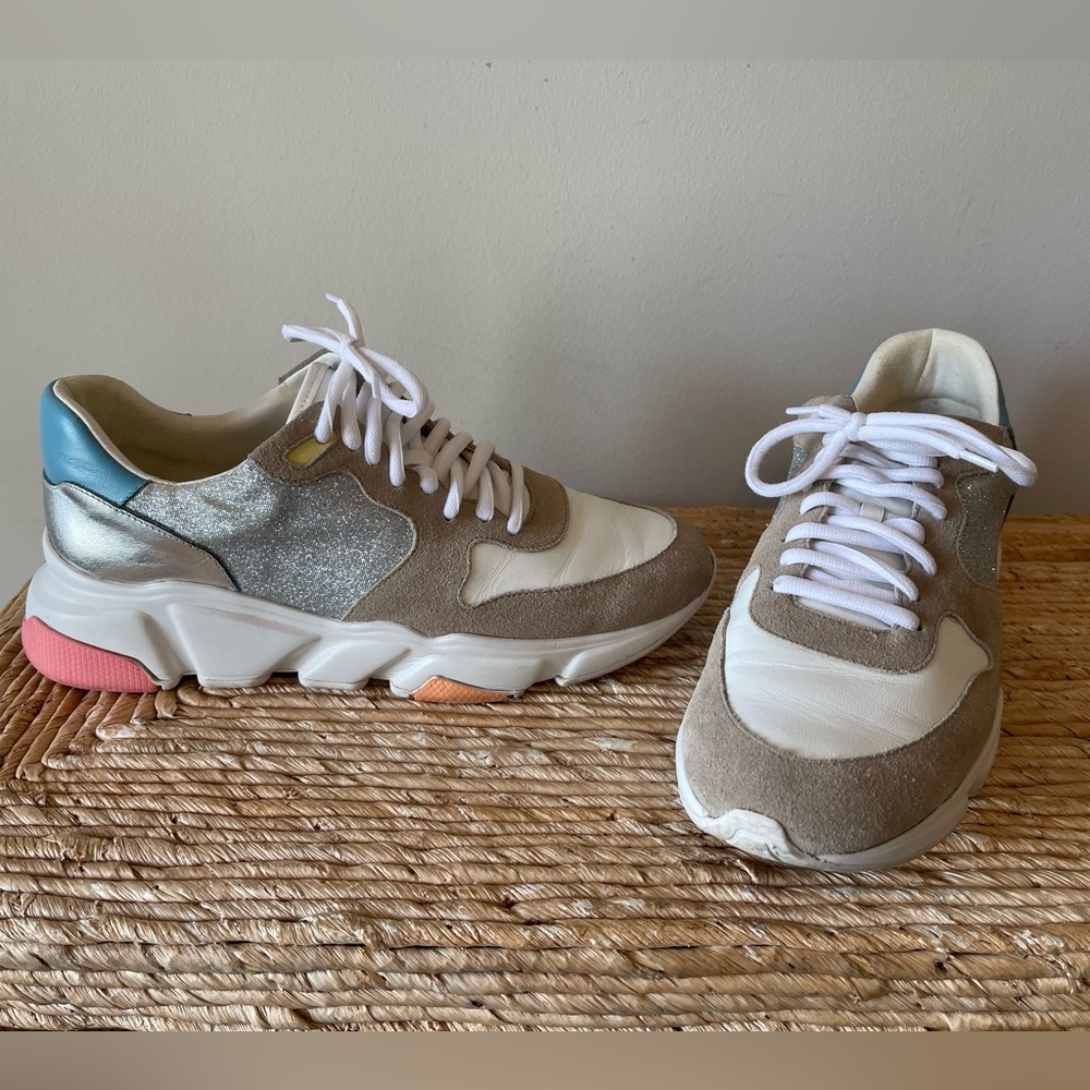 Glitter and Suede Carrano Chunky Sneakers